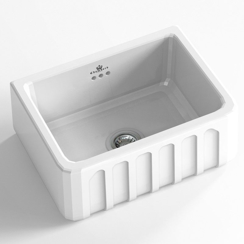 CHAMBORD Fluted Single Bowl 595X480X220 White