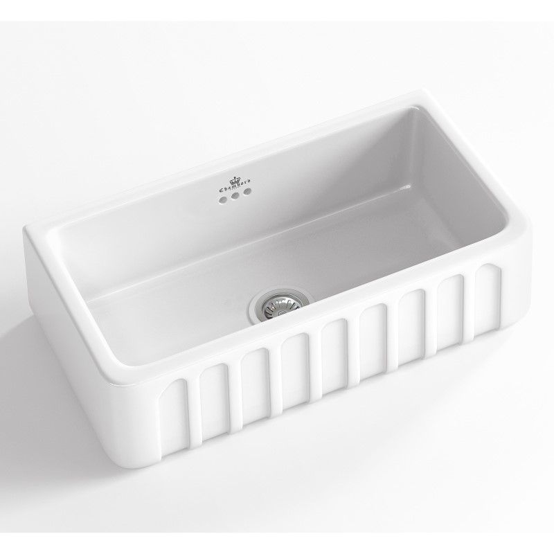 CHAMBORD Fluted Single Bowl 797X480X220 White