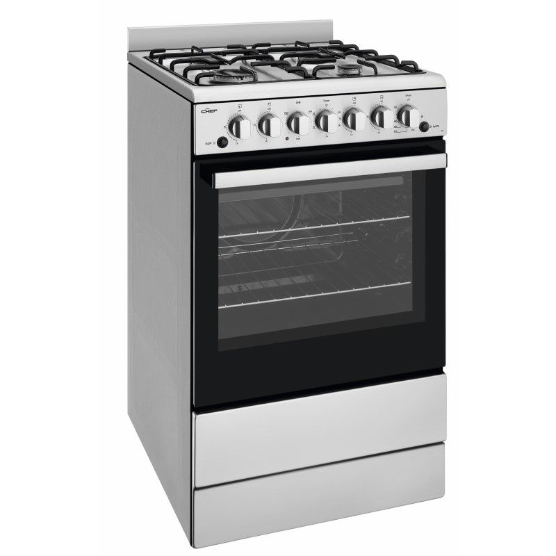 Chef 54cm Freestanding Gas Cooker - Stainless Steel