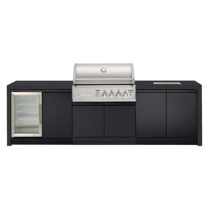 Crossray Premium 4B Outdoor Kitchens with1 Door Fridge and Sink - Black