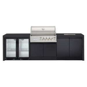 Crossray Premium 4B Outdoor Kitchens with2 Door Fridge and Sink - Black