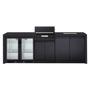 Crossray eXtreme Electric Outdoor Kitchen with 2 Door Fridge and Sink - Black