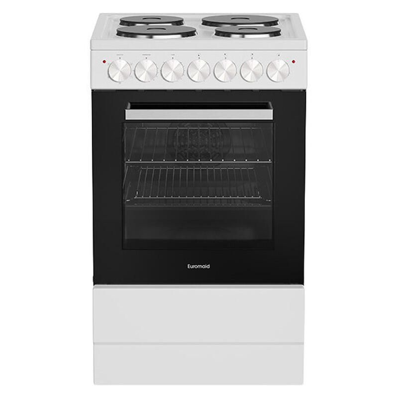 Euromaid 50cm Freestanding Oven with 4-Zone Hotplate Cooktop - White