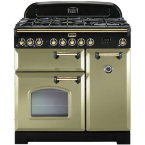 Falcon Classic Deluxe 90cm Dual Fuel Cooker - Olive and Brass