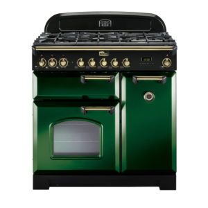 Falcon Classic Deluxe 90cm Dual Fuel Cooker - Green and Brass