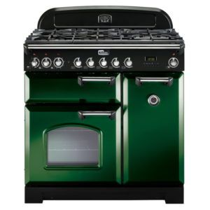 Falcon Classic Deluxe 90cm Dual Fuel Cooker - Green and Chrome