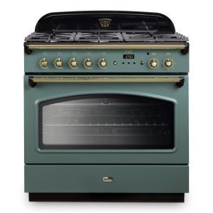 Falcon 90cm Dual Fuel  Range Cooker - Green & Brass