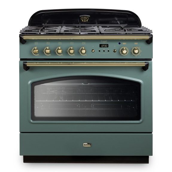 Falcon 90cm Dual Fuel  Range Cooker - Green & Brass