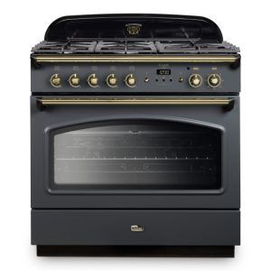 Falcon 90cm Dual Fuel  Range Cooker - Slate & Brass