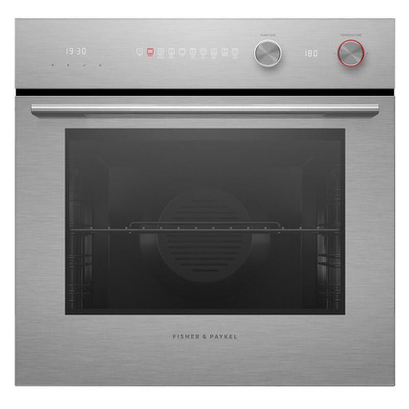 The Fisher & Paykel 60cm Contemporary Pyrolytic Oven - Brushed Silver Glass (Series 5)