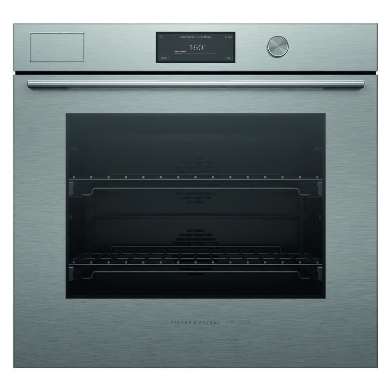 Fisher & Paykel 76cm Contemporary Pyrolytic Steam Assist Oven - Brushed Silver Glass (Series 11)
