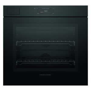 Fisher & Paykel 76cm Minimal Handleless Pyrolytic Steam Assist Oven - Black Glass (Series 11)
