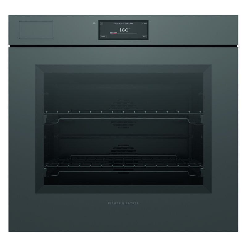 Fisher & Paykel 76cm Minimal Handleless Pyrolytic Steam Assist Oven - Grey Glass (Series 11)