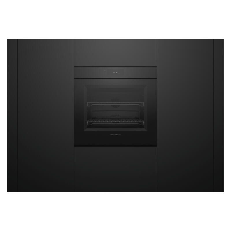 Fisher & Paykel 76cm Minial Handleless Pyrolytic Oven - Black Glass (Series 9) - Image 3