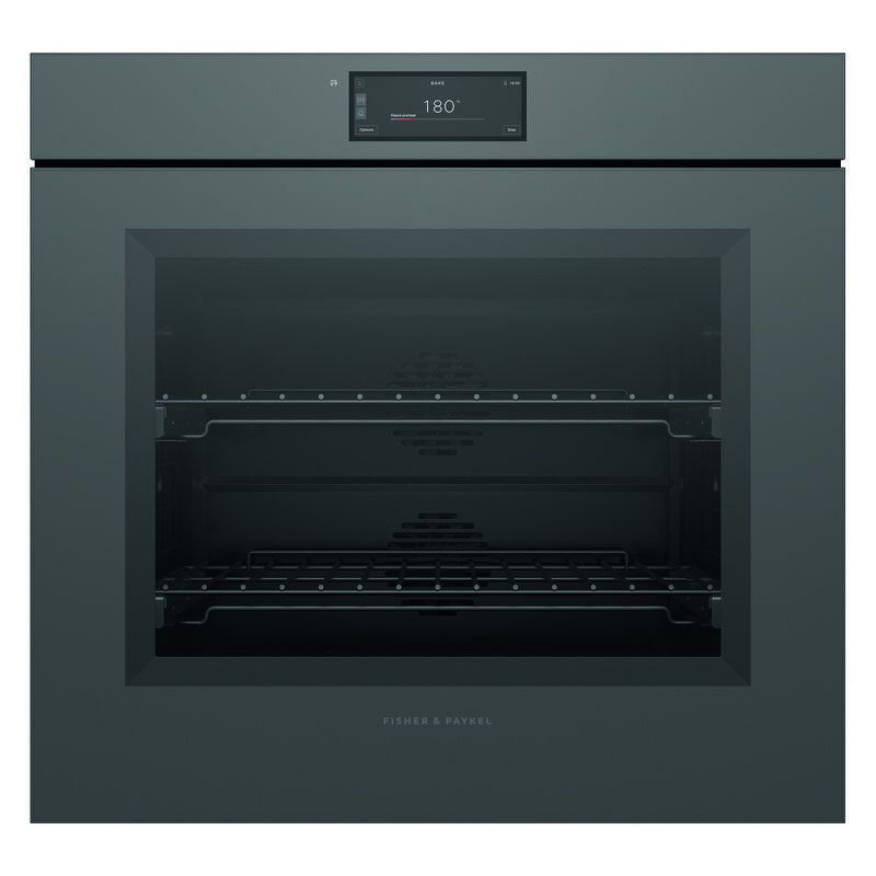 Fisher & Paykel 76cm Minimal Handleless Pyrolytic Oven - Grey Glass (Series 9)