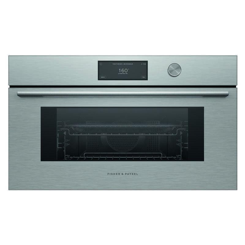 Fisher & Paykel 76cm Contemporary Combi-Microwave Oven - Brushed Silver Glass (Series 9)