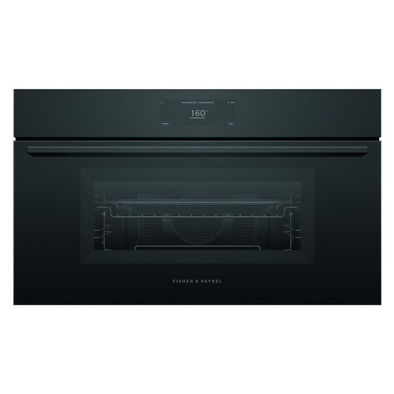 Fisher & Paykel 76cm Built-In Compact Combination Microwave Oven with 17 Functions - Black Glass (Minimal - Series 9)