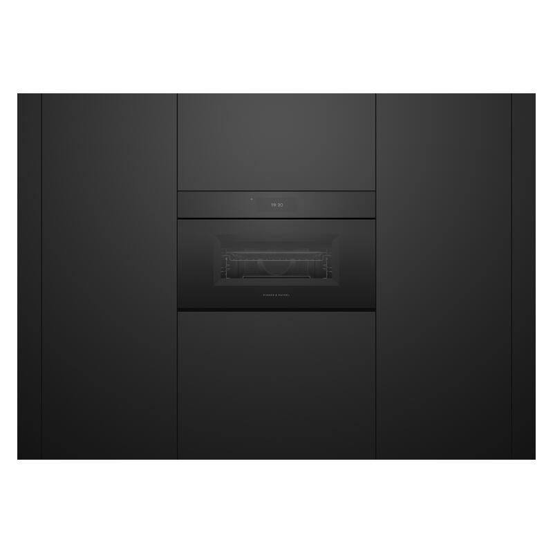 Fisher & Paykel 76cm Minimal Handleless Compact Combi-Microwave Oven - Black Glass (Series 9) - Image 3