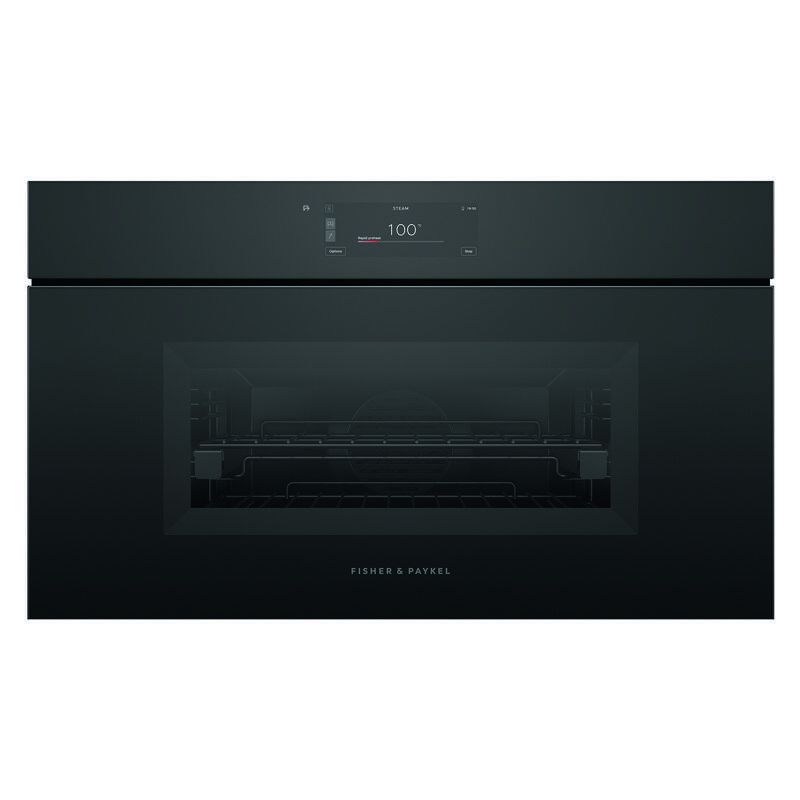 Fisher & Paykel 76cm Minimal Handleless Compact Combi-Steam Oven - Black Glass (Series 9)