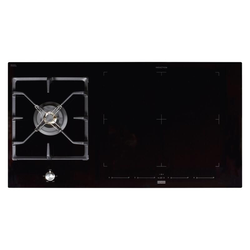 FRANKE 4+1 C/Top Blk Ceramic Glass 4 Zone Induct Gas Wok Burner Ng 96CM