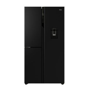 Haier 574L Side-by-Side Fridge Freezer with Water Dispenser - Black