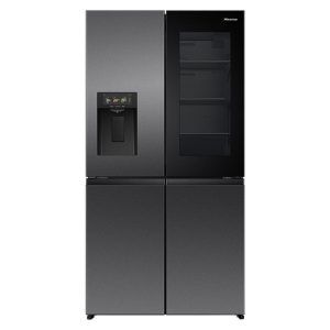 Hisense 615L Quad Door Fridge Freezer with Ice & Water Dispenser - Dark Stainless Steel (PureView)