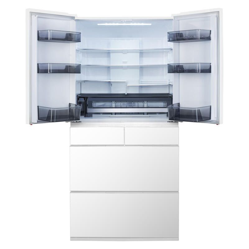 Hitachi 670L Multi-Drawer Fridge Freezer Crystal White Glass - Image 3