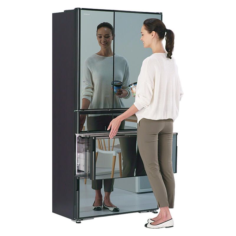 Hitachi 735L Multi-Drawer Fridge Freezer Mirror Grey Glass - Image 2