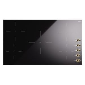 ILVE 5-ZONE Induction Cooktop ? Black Glass W/ Brass Knobs 90CM