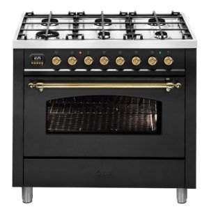 ILVE Exclusive Nostalgie 6 Burners - Matt Graphite/Brass Gold 90cm
