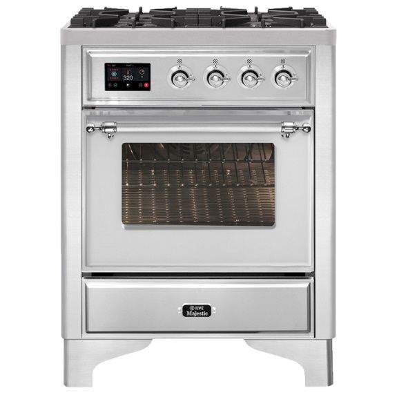 ILVE Majestic 70cm 4 Burner Freestanding Cooker - Stainless Steel/Chrome