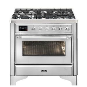 ILVE Majestic 90cm 5 Burner Freestanding Cooker - Stainless Steel/Chrome