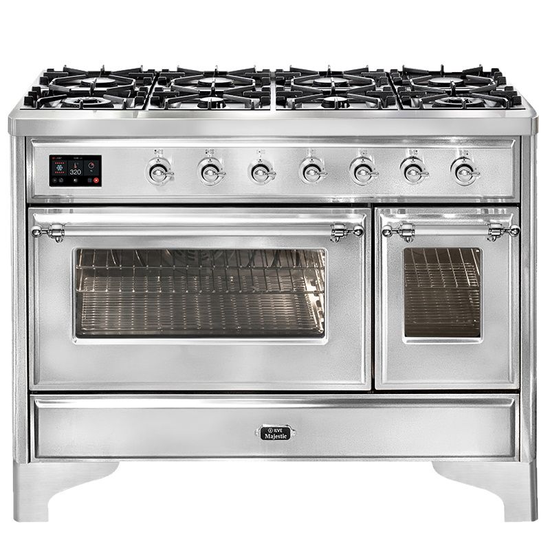ILVE Majestic 120cm 8 Burner Freestanding Cooker - Stainless Steel/Chrome
