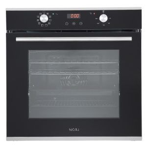 NORJ 60cm Electric Wall Oven - Black Glass/Stainless Steel