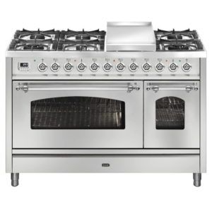 Ilve Nostalgie 120cm 6 Burner Double Oven Freestanding Cooker - Stainless Steel/Chrome