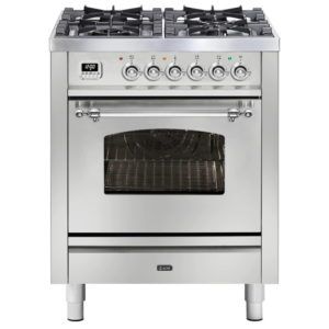 Ilve Nostalgie 70cm 4 Burner Freestanding Cooker - Stainless Steel/Chrome