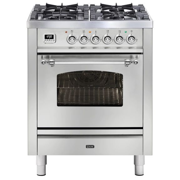 Ilve Nostalgie 70cm 4 Burner Freestanding Cooker - Stainless Steel/Chrome