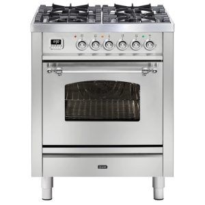 ILVE Nostalgie Freestanding Cooker White Chrome 70cm