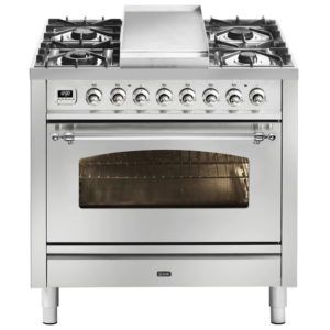 Ilve Nostalgie 90cm 5 Burner Freestanding Cooker - Stainless Steel/Chrome