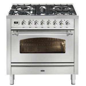 Ilve Nostalgie 90cm 5 Burner Freestanding Cooker - Stainless Steel/Chrome