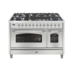 Ilve Nostalgie 120cm 7 Burner Double Oven Freestanding Cooker - Stainless Steel/Chrome