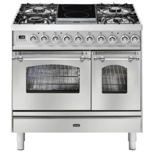 Ilve Nostalgie 90cm 4 Burner 2 Zone Double Oven Freestanding Cooker - Stainless Steel/Chrome