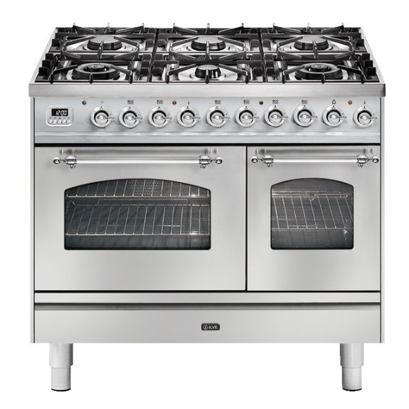 ILVE Nostalgie Freestanding Dbl Cooker White Chrome 100cm