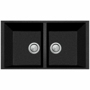 Oliveri Santorini Double Bowl Undermount Sink - Black