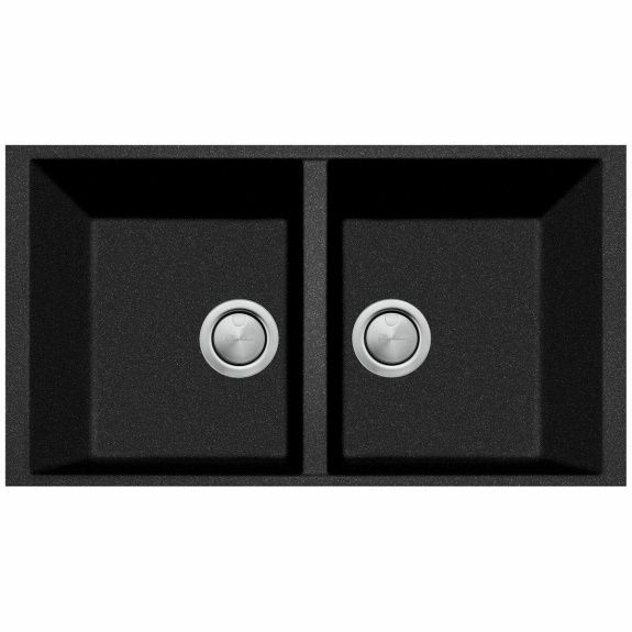 Oliveri Santorini Double Bowl Undermount Sink - Black