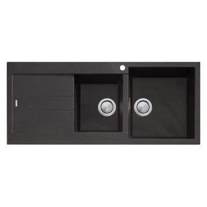 Oliveri 1 & 3/4 Bowl Topmount Sink with Drainer - Santorini Black