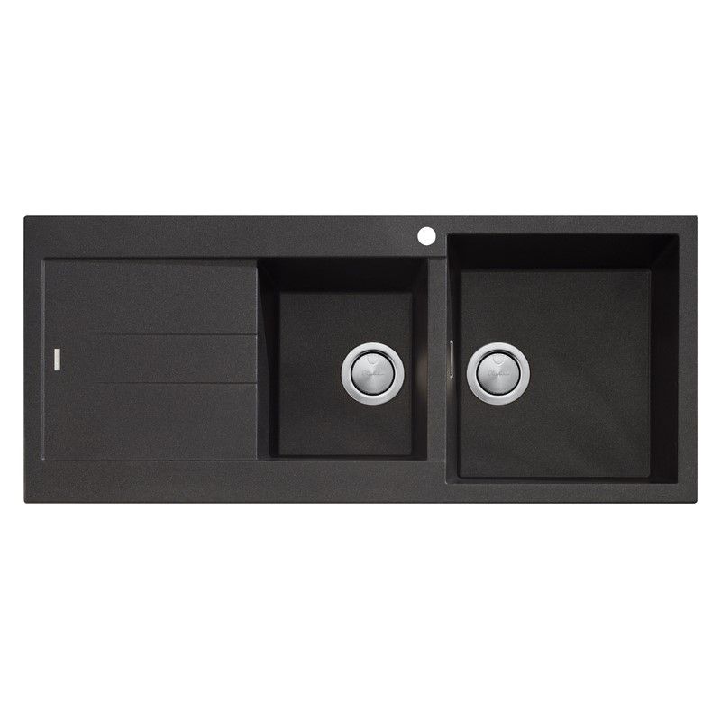 Oliveri 1 & 3/4 Bowl Topmount Sink with Drainer - Santorini Black