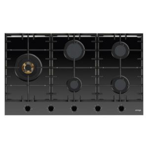 Omega 90cm Gas on Glass Cooktop with Wok Burner - Black