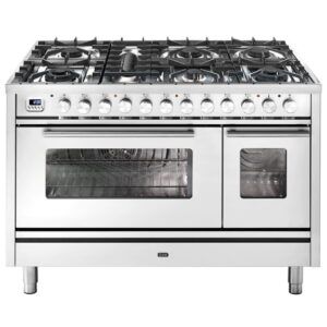 Ilve Professional Plus 120cm 7 Burner Double Oven Freestanding Cooker - Stainless Steel