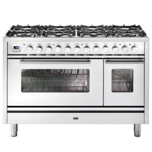Ilve Professional Plus 120cm 8 Burner Double Oven Freestanding Cooker - Stainless Steel